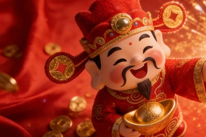 财神元宝喜庆背景烟花3440x1440带鱼屏4K高清壁纸免费下载