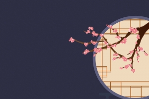 手绘梅枝古风背景图