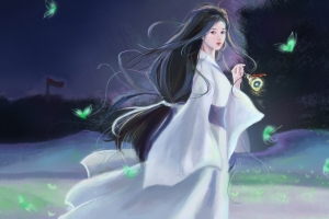 原创 古装女孩 唯美 古风 蝴蝶 4k 动漫 壁纸