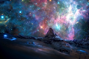 马特宏峰 太空山 晚上 星星 风景摄影图片