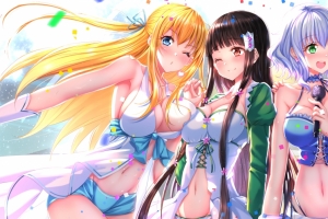 四个性感二次元比基尼女生3440x1440壁纸