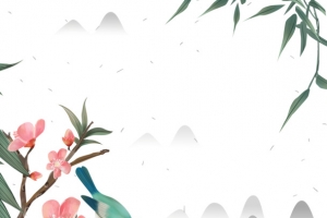花鸟树枝桃花竹枝元素图