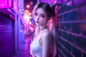 朋克狐耳女孩高清壁纸2880x1800 免费下载适用平板笔记本便携设备