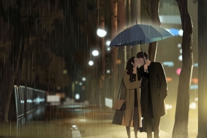 爱 吻 雨 艺术 4k壁纸 3840x2160