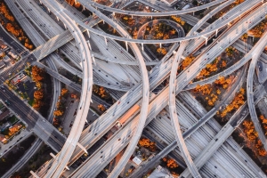 路口 道路 鸟瞰图 立交路 岔路口 日落 洛杉矶 4k壁纸 3840x2160