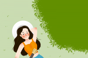 夏天立夏二十四节气手绘人物西瓜吉他