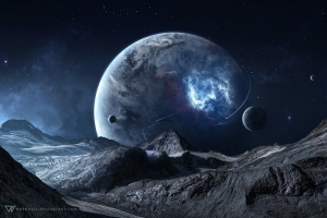 荒芜星球宇宙地球黑色海报背景