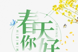 春天你好手绘人物蝴蝶油菜花