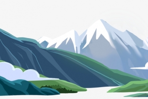 卡通的远山插画