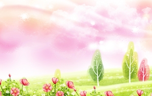 唯美梦幻卡通手绘海报背景