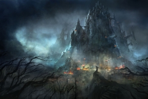 黑夜恐怖的魔窟海报背景魔幻