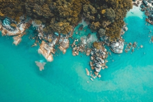 海岸 岩石 鸟瞰图 海 水 4k壁纸 3840x2160