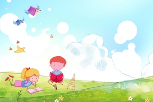 快乐阅读卡通蓝天小清新banner