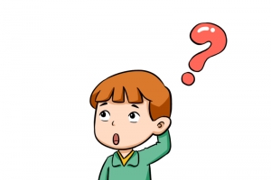 手绘卡通小男孩问号免抠图