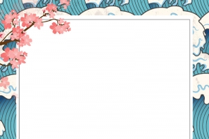 浅蓝色手绘简约樱花节春游背景
