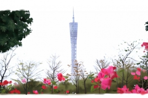 绿色手绘春天广州二十四节气花开