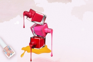 指甲油卡通粉色海报背景banner