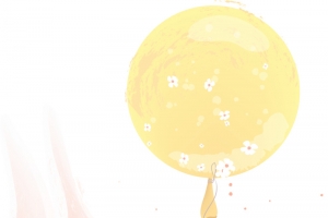 手绘兔子拿气球