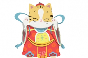 国潮招财猫元素