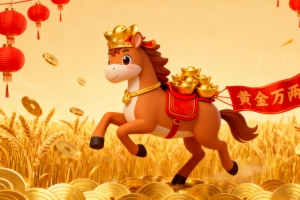 2026马年图片素材 马上元宝 黄金万两 金色麦穗 4K壁纸