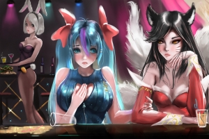 LOL英雄联盟阿狸 娑娜 锐雯 同人4k壁纸3840x2160