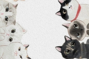 卡通猫咪手绘猫背景