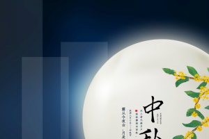 中秋树枝花朵月亮中秋背景