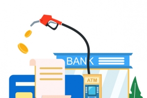 银行卡金融加油站矢量图