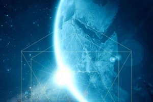 科幻蓝色星球光束H5背景素材