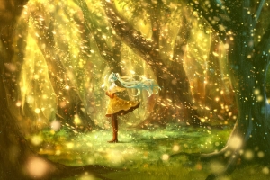 vocaloid初音未来 森林 唯美 意境 4K壁纸图片