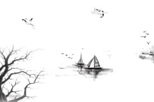 水墨山水背景元素