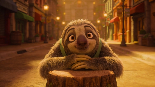 树懒闪电 疯狂动物城 街道 树桩 4K壁纸