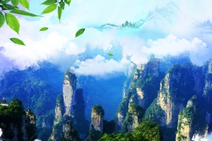 张家界湖南旅游水墨山水海报