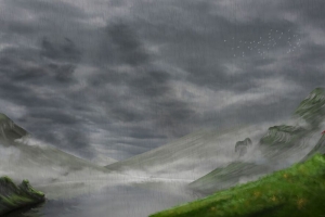 旅行者 旗帜 岩石 雨水 4k壁纸 3840x2160