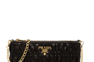 PRADA普拉达女士黑色羊皮手