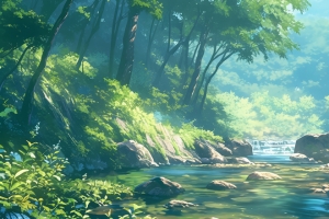 宁静山谷小溪4K高清3440x1440带鱼屏风景壁纸免费下载