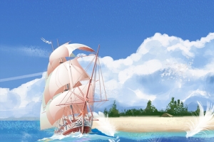 乘风破浪扬帆远航大气手绘蓝色banner
