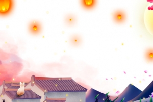 手绘玉兔赏月元素