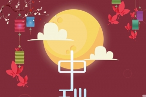 红色灯笼圆月中秋节背景