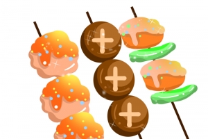 卡通手绘香喷喷的烧烤串插画