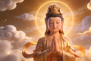 观音菩萨 双手合十 光 云 4k横屏车机壁纸