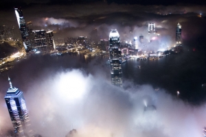 云雾黑夜城市光明高清PNG透明背景摄影风景设计素材免费下载