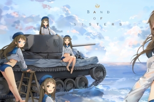 少女姐妹水手服泳装 海边 坦克 3440x1440动漫壁纸