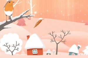 小雪背景大雪人小雪人小鸟