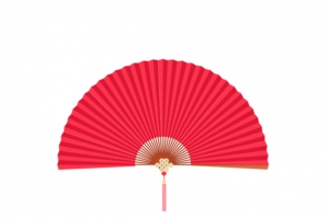 红色的古风扇子