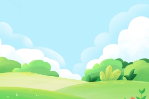 春天草地植物白云 踏青风景 绘画 平板壁纸
