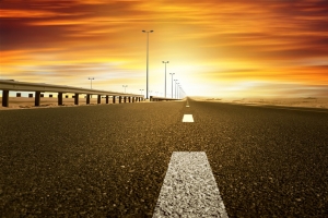 绚丽霞光道路风光