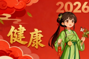 2026健康平安 小女孩 新年壁纸3440x1440