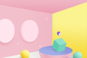 C4D几何立体空间海报