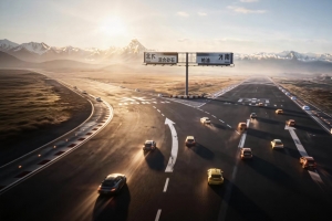 《飞驰人生3》分叉路口公路汽车4K高清剧照壁纸3840x2160免费下载